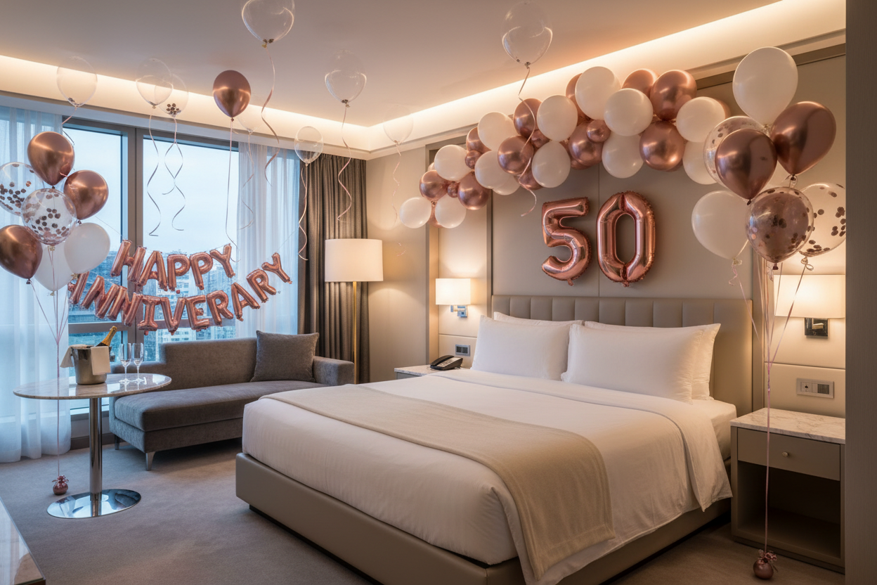 hotel room balloon decorations